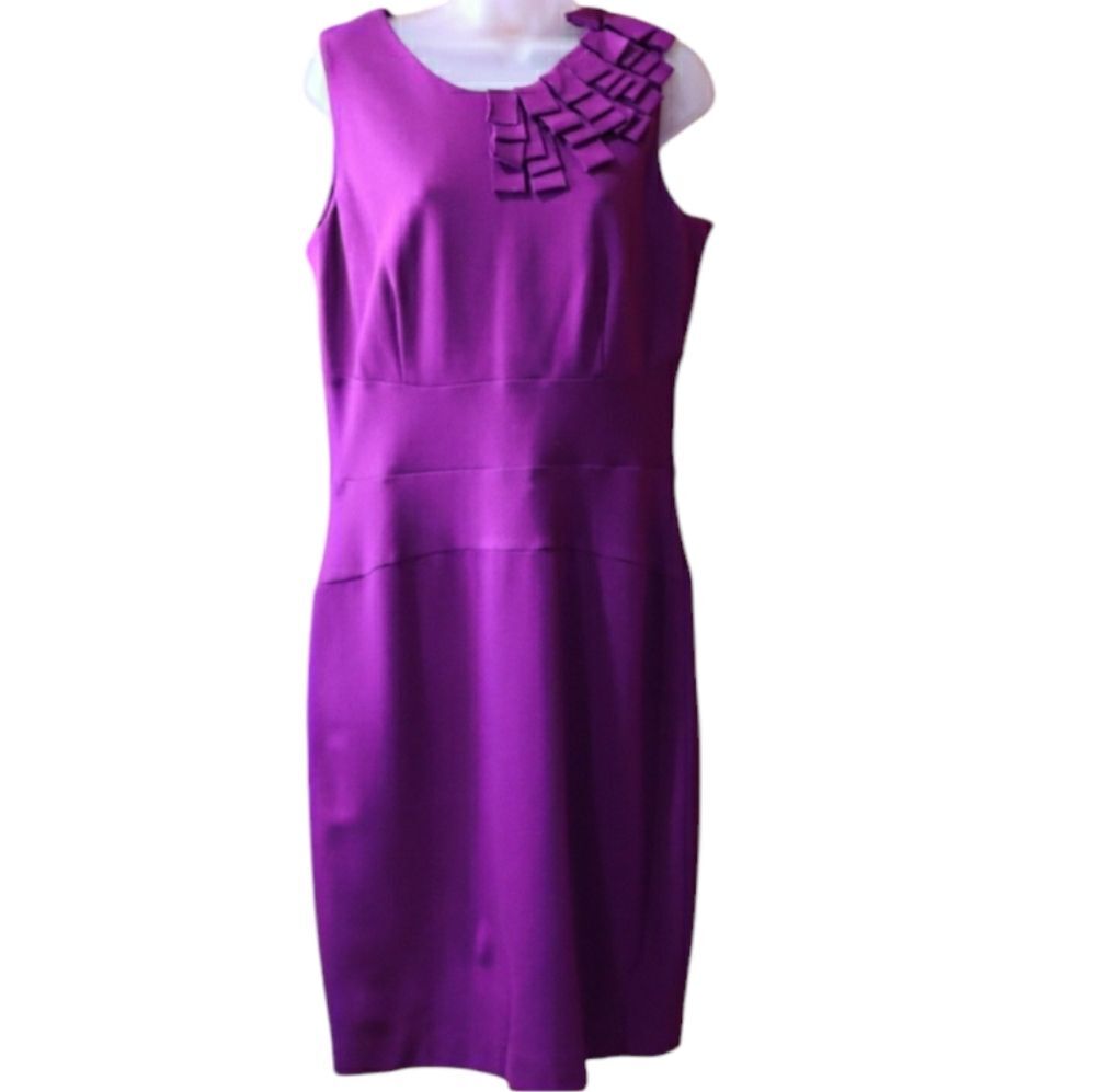 Taylor Purple Pencil Sheath Dress Classic Cocktail Party Style 14